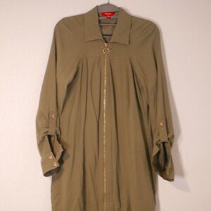 Guess Full Zip Top Long Sleeve Olive Green Womens Medium